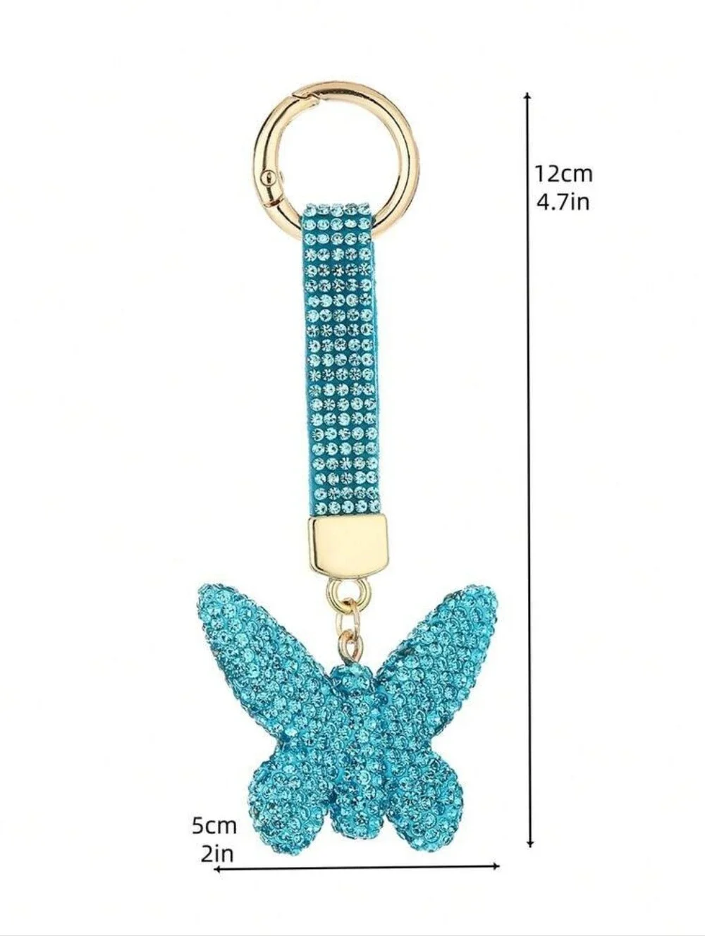 Rhinestone Butterfly Keychain / Bag Charm Purse Accessories Blue